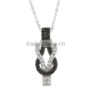 Two Tone Color Pendant 925 Sterling Silver Necklace Jewelry thumbnail-1