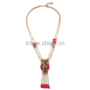 Cheap Wholesale Jewelry 2016 Latest Design Red Bead Pendant Necklace thumbnail-1