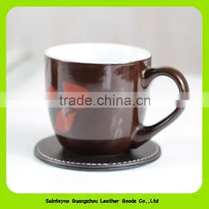 16031 Houseware Good Quality Cheap Leather Glass Coaster Round Shape thumbnail-6