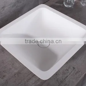 Acrylic Solid Surface Square Shape Bathroom Wash Basins,Wall Mounted Acrylic Solid Surface Wash Basin thumbnail-3