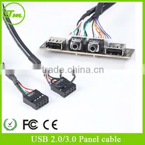 USB2.0*2 Panel Mounted Cable With Two Audio AV PCB7420 Port for PC thumbnail-1