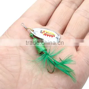 6Pcs 7cm 4g Hard Fishing Lures Spoon Noise Sequin Paillette Baits With Feather Treble Hook Set Tackle thumbnail-1
