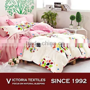 Brand New Trendy Teen Girls Hears Colorful Leaves Trees Quilt Duvet Set Bedding With Bright Pink Sheets Set thumbnail-1