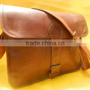 Camel Brown Leather Vintage Cross Body Messenger Bags thumbnail-1