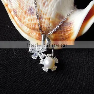 Elegant Pearl Pendant Necklace With Sterling Silver Jewelry Wholesale thumbnail-2