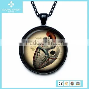 2015 Anatomical Heart Glass Dome Cabochon Necklace Pendant thumbnail-1