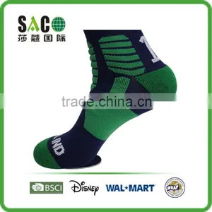 Dark Blue and Green Color Jacquard Cotton Sports Socks thumbnail-2