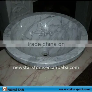 Marble Bianco Carrara Sink,Stone Round Sinks, Bathroom Sinks Basin thumbnail-1