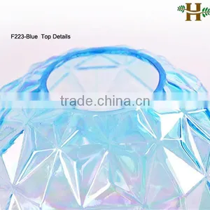 Mercury Blue Glass Round Ball Vase, Oval Glass Ball thumbnail-2