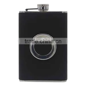 304 Stainless Steel Leather Hip Flask 8 Oz, Leather Stainless Steel Wine Bottle thumbnail-2