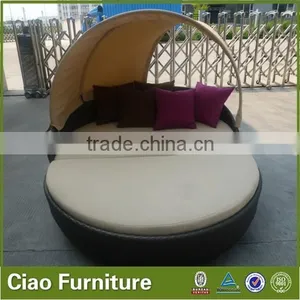 Garden Outdoor Rattan Day Bed With Sunshade thumbnail-1