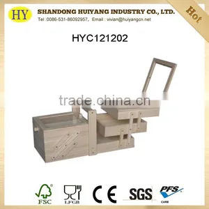 Unfinished Cheap Folding Wooden Sewing Box thumbnail-1