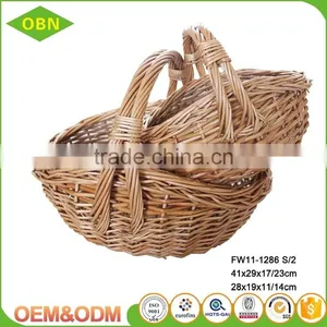 Set of 2 Woven Natural Wicker Gift Baskets for Baby thumbnail-1