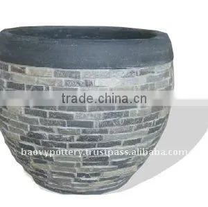 Light Cement With Stone Planter thumbnail-1