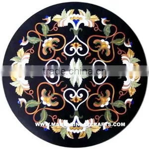 Round Marble Inlay Table Top Marble Inlay Coffee Table Top thumbnail-1