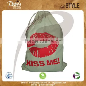 OEm Welcome Custom Logo and Size Cotton Drawstring Shopping Bag for Shopping and Portable thumbnail-1