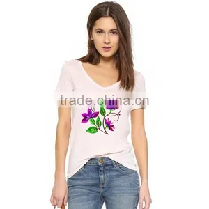 Women Embroidery Designs Custom T-shirt thumbnail-1