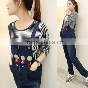 Maternity Spring New Pregnant Women Overalls / Korean Fashion Pregnant Women Jeans Overalls / Spring and Autumn Prop Belly Pants thumbnail-2