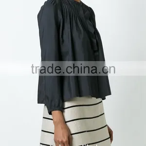 Hot Sale Nice Design Women Executive Pleated Silk Shirts 2016 thumbnail-2