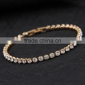 Wholesale Round Silver Plating Lady Crystal Bracelet thumbnail-2