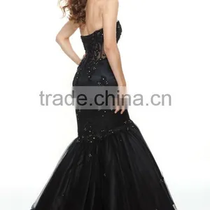 Sexy Red Black Beaded Satin Mermaid Fairytale Evening Dresses thumbnail-3