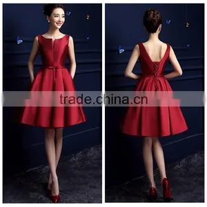 Sexy Tight Short Design Satin Red Prom Dress thumbnail-1