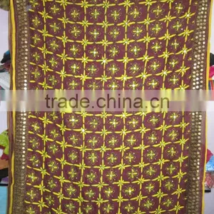 Hand Embroidered PHULKARI GEORGETTE DUPATTA SHAWL Stole thumbnail-1
