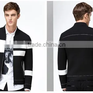 Color Block Fleece Men's Jacket Full Zipper up Bomber Jacket for Man thumbnail-2