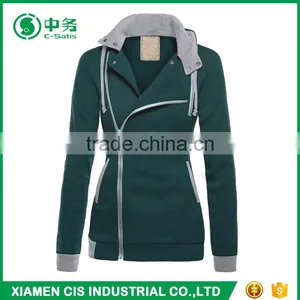 2017 Latest Fashion European Style Multi Color Women Winter Oblique Zipper Hoodie thumbnail-3