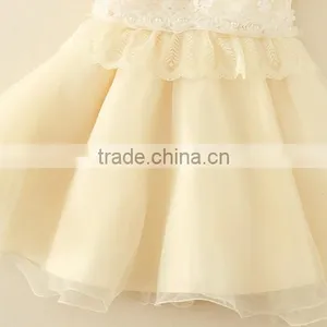 2017 Baby Girl Party Dress Children Frocks Designs Lace Sexy Harness Apricot Lovely Cotton Net Birthday Party Dresses thumbnail-5