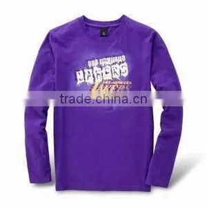 Men's T-shirt With Round Neck and Long Sleeve, Made of 100% Cotton, Printed With 2 Color Design thumbnail-1