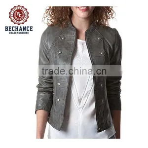 Women Real Sheep Leather Jacket AD9712 thumbnail-1