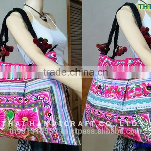 Thai Embroidered HMONG Hill Tribe Hand Bag Tote Bag thumbnail-1
