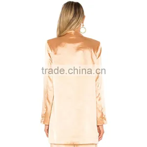 BF Style Career Women Fashion Blazer Long Sleeve Unlined Satin Jacket thumbnail-3