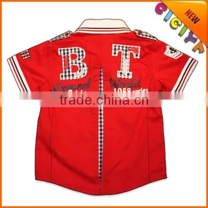 2015 New Design Printing Flag Children Shirts Fashion Checks Boys Short-sleeved Shirt thumbnail-1