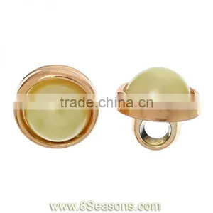 Resin Shank Buttons Scrapbooking Round Gold Plated Yellow Pearl Imitation Findings 10mm Dia,100PCs,Bulk thumbnail-1