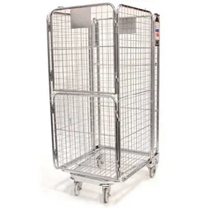 Folding Warehouse Steel Rolling Metal Storage Cage With Wheels thumbnail-1