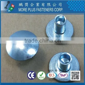 Made in Taiwan Carbon Steel C1006 Zinc Plated CR6+ Wax Oval Head Decorative Semi Tubular Rivets thumbnail-2