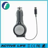 White USB Powerful Retractable IPhone Charger , Portable IPhone Car Charger thumbnail-2