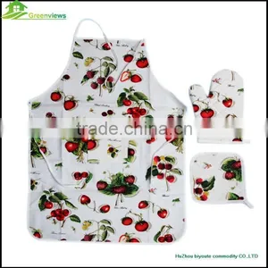 Wholesale Cotton Kids Cooking Apron Set Kitchen Sets Apron Oven Mitt Pot Holder thumbnail-1
