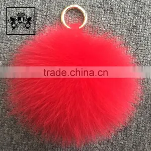 Latest Factory Pompom Ball Real Fox Fur Keychain Part thumbnail-1