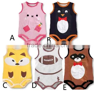 Hot Selling Cartoon Animals Sleeveless Cute Pure Cotton Baby Romper thumbnail-1