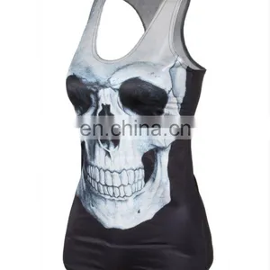 Top Fashion Simple Design Lady Horror Skull Rock T-shirt thumbnail-5