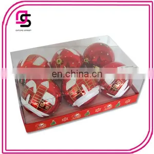 Plastic Christmas Ball ,Christmas Tree Ball,Christmas Hang-painted Ball 6/S Red Painted White Ball thumbnail-1