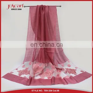 Latest Design Great Quality Silk and Wool Feeling Muslim Lace Scarf Fashionable Scarf thumbnail-4