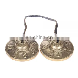 2.6in Handcrafted Tingsha Cymbal Bell W/Striker for Buddhism Meditation Old Tibet Tibetan Buddhist Bronze Tingsha Cymbals thumbnail-6