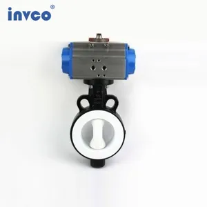 INVCO Wafer Type Pneumatic Butterfly Valve,Wafer Connection Fluorine Butterfly Valve thumbnail-2