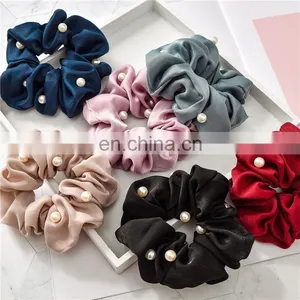 Women Pearl Elastic Rubber Bands Headwear Headband Girls Scrunchies Solid Silk Hair Tie Rope Ring Hair Accessories Free Shipping thumbnail-1