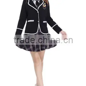 Made in China Black Suit Jacket Plus Mini Skirt School Uniform for Girl thumbnail-5