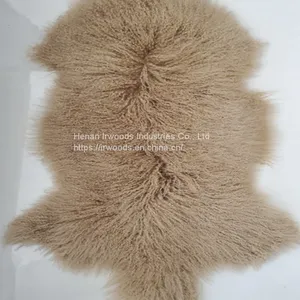 Eco-tan Long Curly Wool Tibetan Sheepskin Fur Material Carpet Plate thumbnail-1